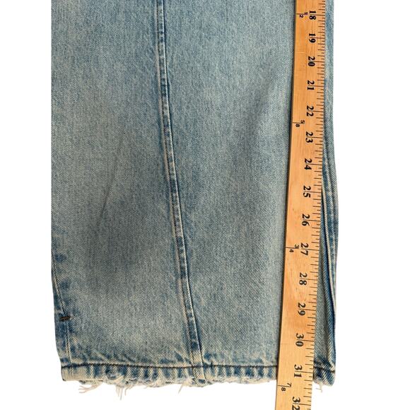 DALA Lido Flat Seam Denim Barrel Jeans Women's 30 Light Wash Raw Hem Zip Fly - Picture 11 of 11